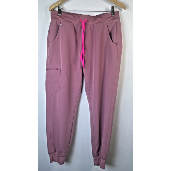 Figs Zamora Jogger Scrub Pants Women's M petite pink Pockets Stretch Medical - Picture 1 of 9